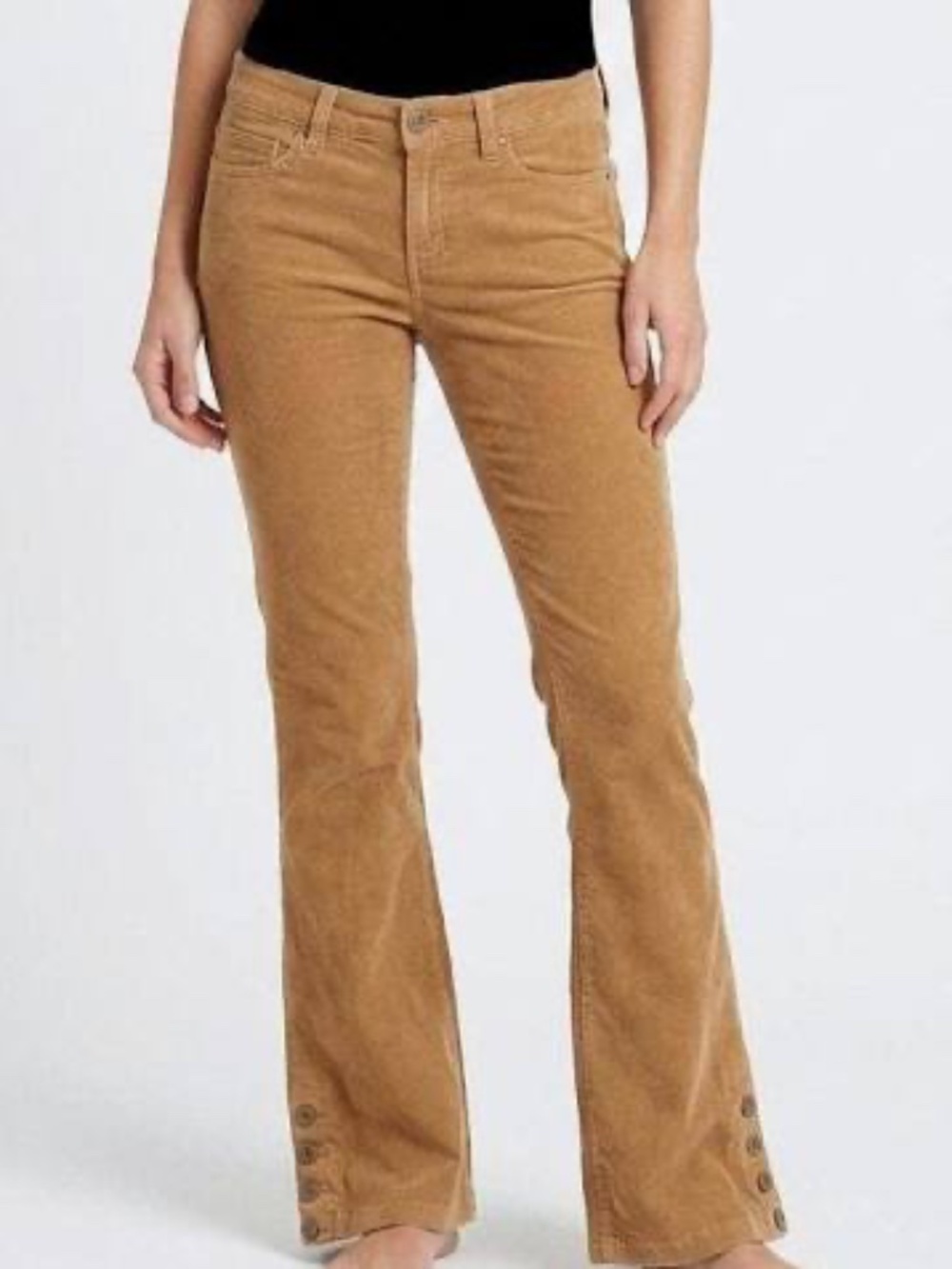 Pilcro and the Letterpress Corduroy Boot Cut Pants in Camel Brown - Picture 2 of 10